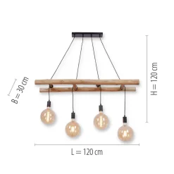 JUST LIGHT. GmbH Pendellamper > Egar Hængelampe i træ, 4 lyskilder
