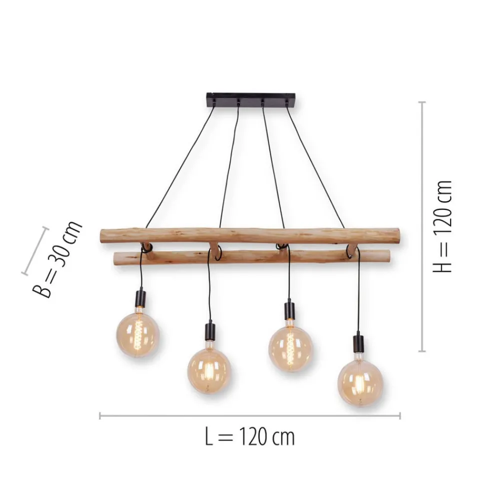 JUST LIGHT. GmbH Pendellamper > Egar Hængelampe i træ, 4 lyskilder