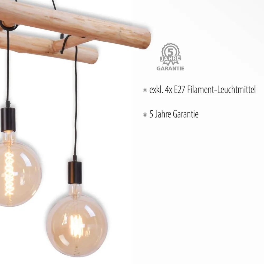 JUST LIGHT. GmbH Pendellamper > Egar Hængelampe i træ, 4 lyskilder