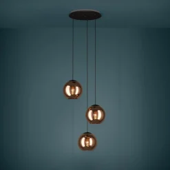 Pendellamper ^ Stars of Light EGLO Hængelampe Cordoba, 3 lyskilder, rund, kobber