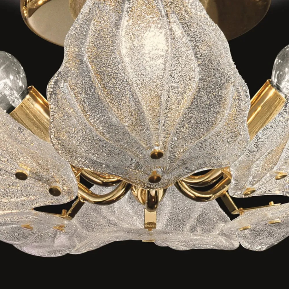 Loftlamper|Loftlamper ^ Novaresi Eksklusiv glas loftslampe Foglie, 6 lyskilder
