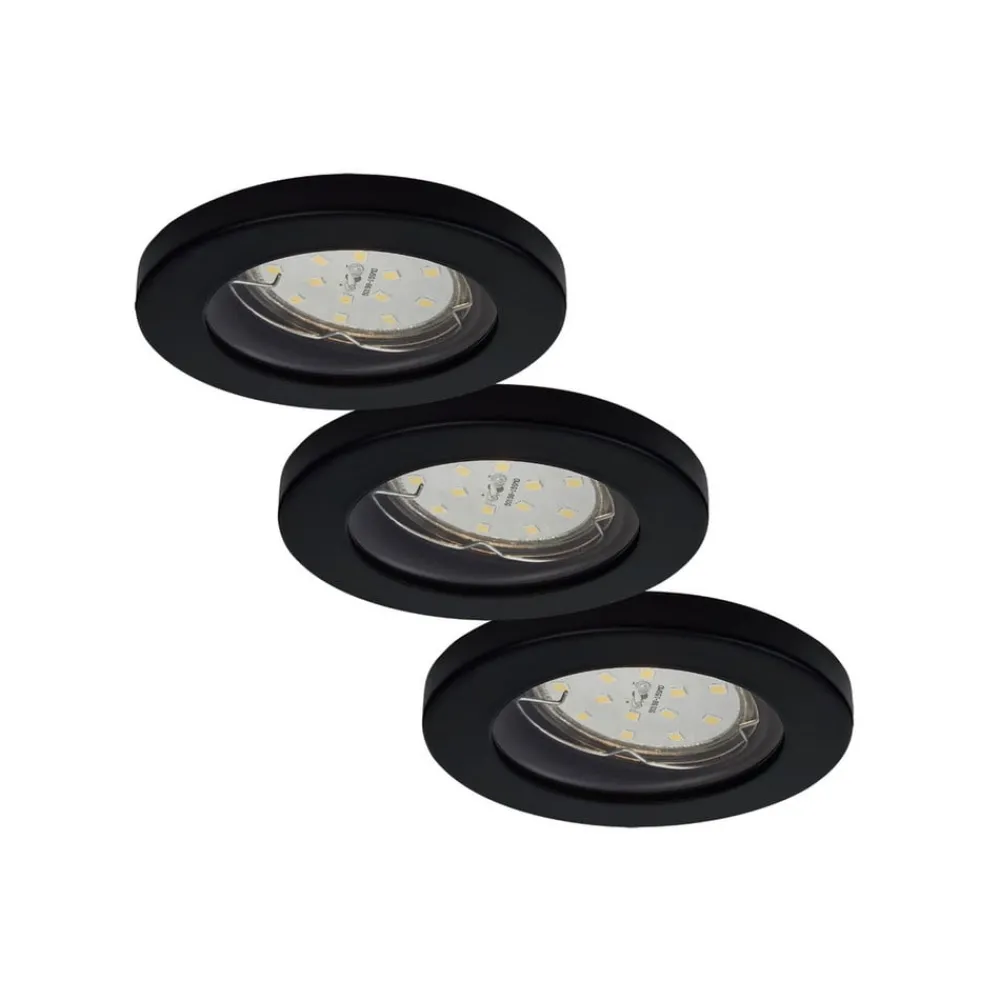 ELC Loftlamper > Delfan LED-indbygningslampe til bad 3 stk sort
