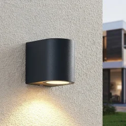 ELC Væglamper > udendørs væglampe Fijona, rund, 8,1 cm, grå, aluminium