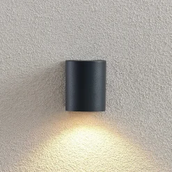 ELC Væglamper > udendørs væglampe Fijona, rund, 8,1 cm, grå, aluminium
