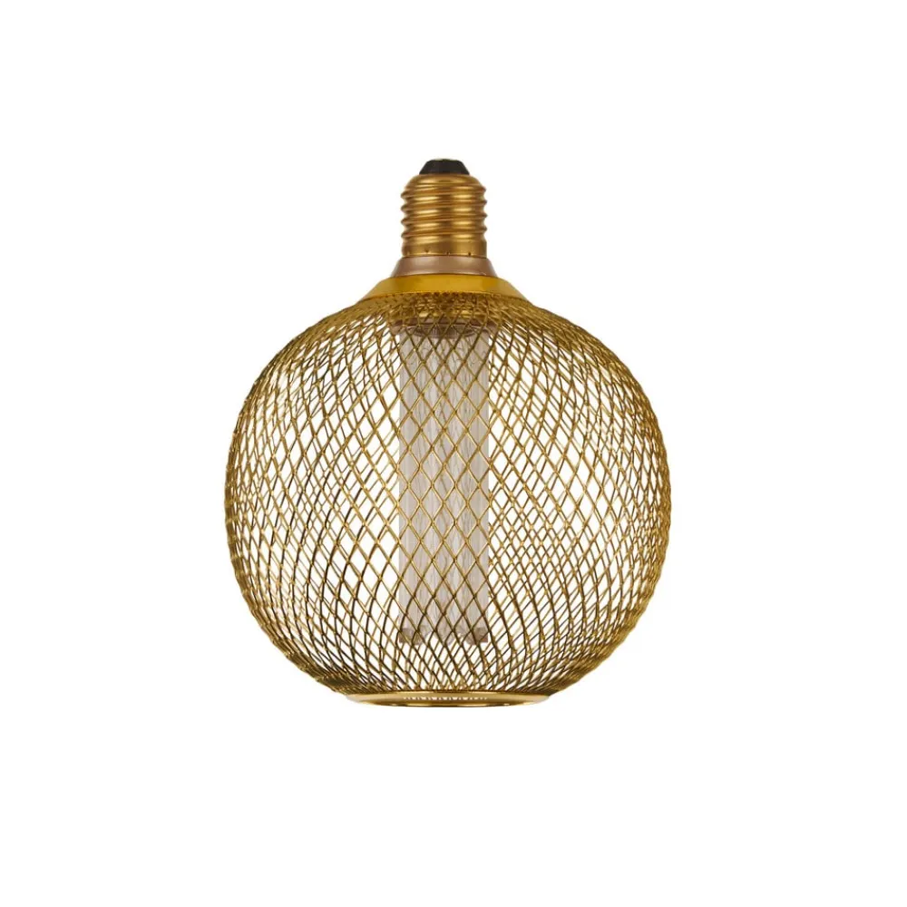 Dæmpbar Led-Pære ^ Searchlight E27 LED-pære Mesh 3,4 W 3.000 K Ø12cm guld