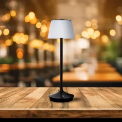 Näve Solcellelamper > Emmi LED-bordlampe, solcelle, CCT, opladelig, sort