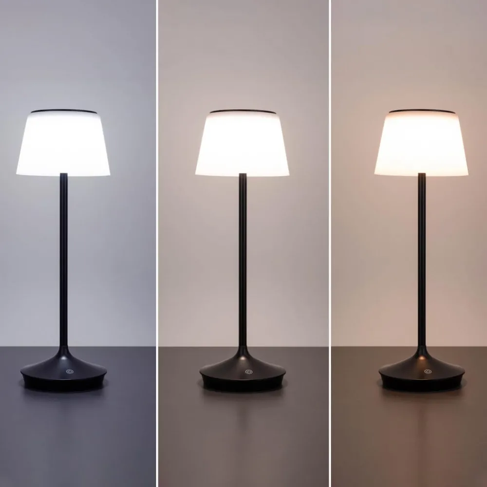Näve Solcellelamper > Emmi LED-bordlampe, solcelle, CCT, opladelig, sort