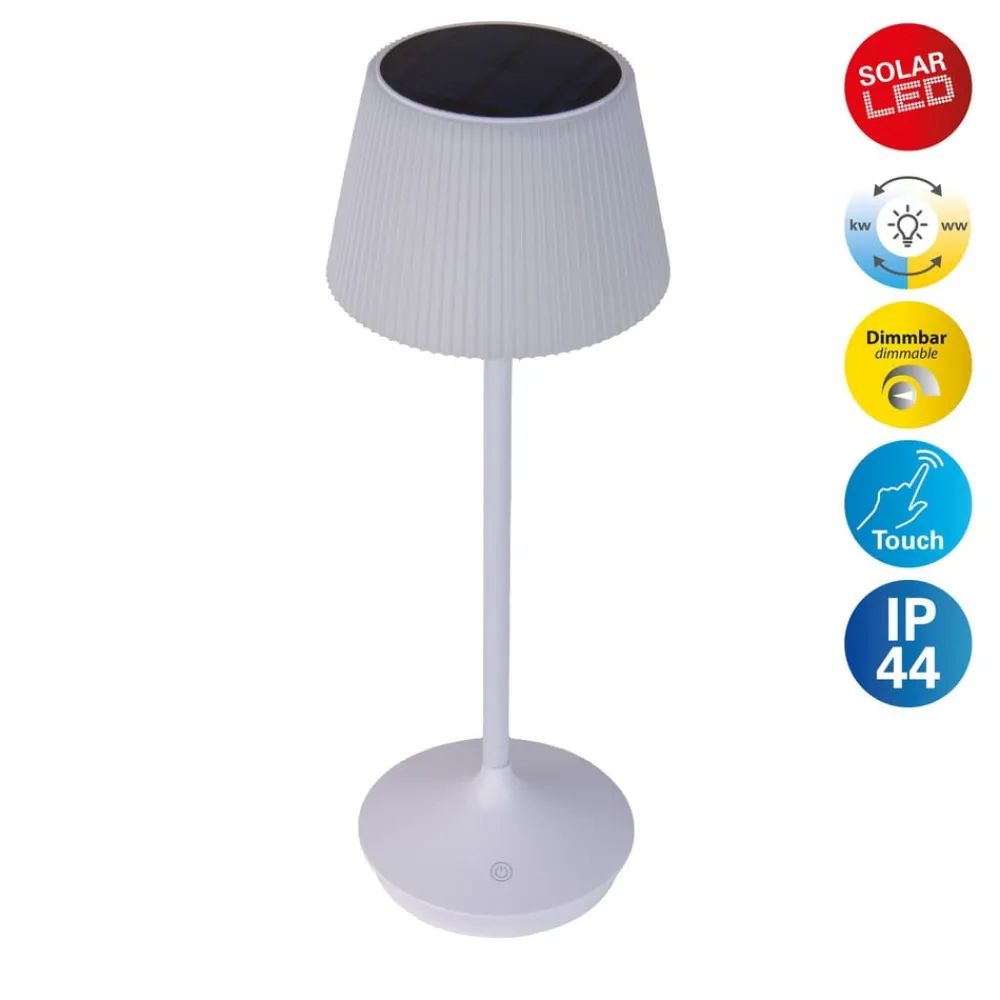 Näve Solcellelamper > Emmi LED-bordlampe, solcelle, CCT, opladelig, hvid