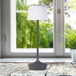 Solcellelamper ^ Näve Emmi LED-bordlampe, solcelle, CCT, opladelig, grå