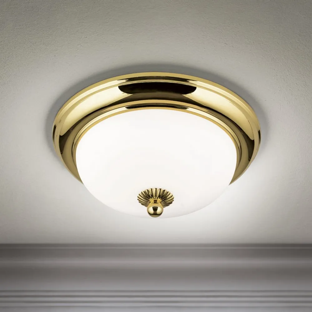 ORION Loftlamper > Empire loftlampe, Ø 26,5 cm, guld, matteret opalglas