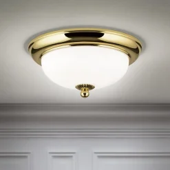 ORION Loftlamper > Empire loftlampe, Ø 26,5 cm, guld, matteret opalglas