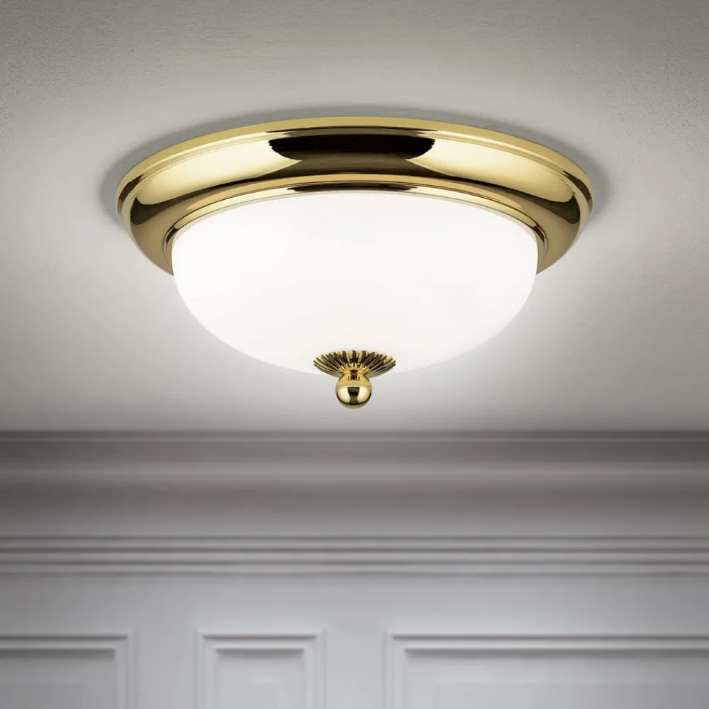 ORION Loftlamper > Empire loftlampe, Ø 26,5 cm, guld, matteret opalglas
