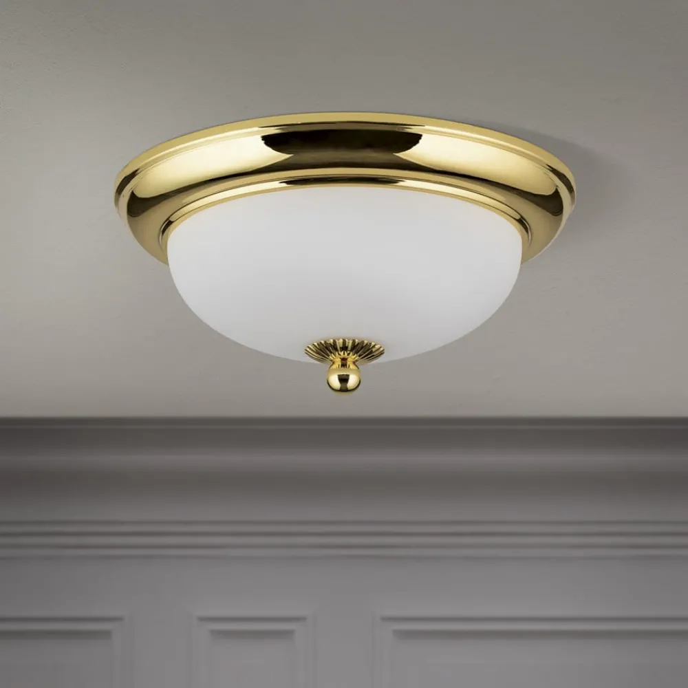 ORION Loftlamper > Empire loftlampe, Ø 26,5 cm, guld, matteret opalglas
