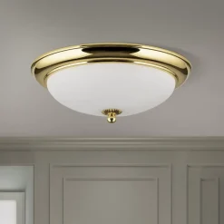 Gang|Loftlamper ^ ORION Empire loftlampe, Ø 35,5 cm, guld, matteret opalglas