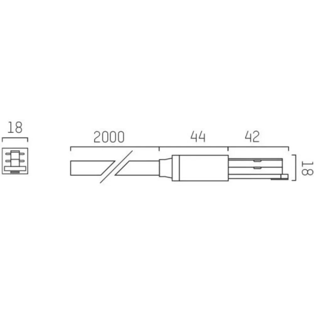 Molto Luce Skinnesystem > Endetilkobling til Volare-skinne Kabel 2m sort