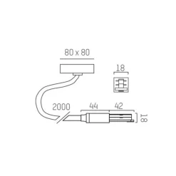Molto Luce Skinnesystem > Endetilkobling Volare, kabel 2 m, baldakin, hvid