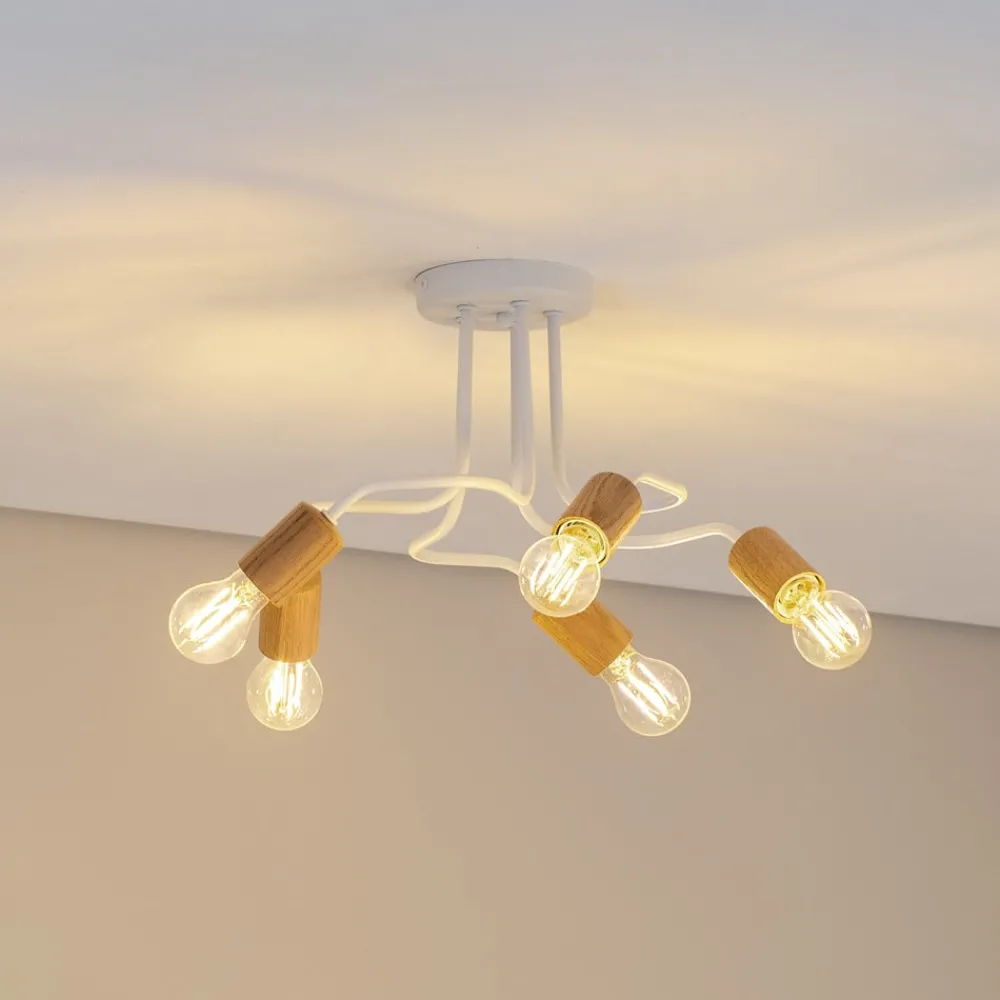 Envostar Loftlamper > Joiy loftslampe 5-lys fordelt hvid/træ
