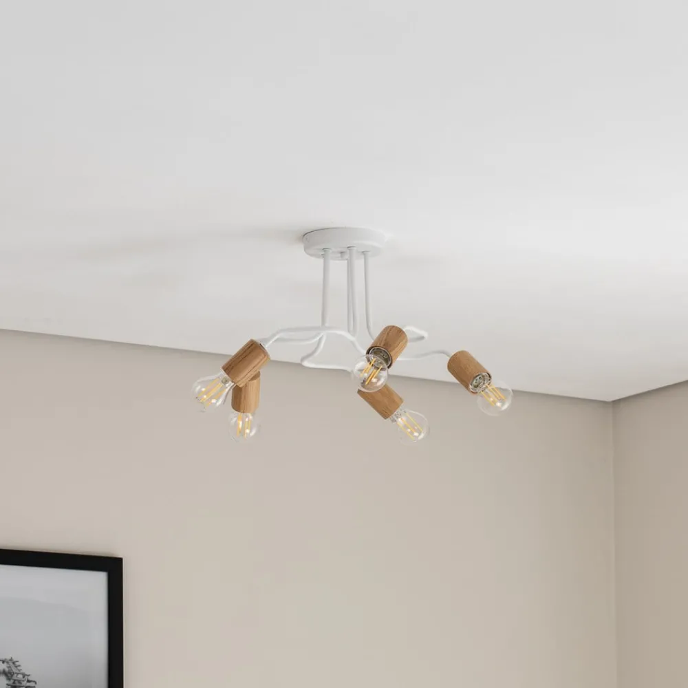 Envostar Loftlamper > Joiy loftslampe 5-lys fordelt hvid/træ