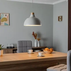 Pendellamper|Pendellamper ^ Envostar Kaitt hængelampe, beige, Ø 34 cm, trædetaljer