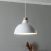 Envostar Pendellamper > Kaitt hængelampe, hvid, Ø 34 cm, trædetaljer