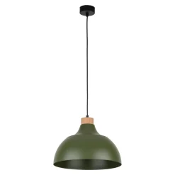 Pendellamper ^ Envostar Kaitt hængelampe, mørkegrøn, Ø 34 cm, trædetaljer