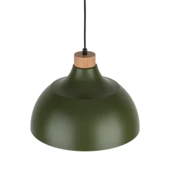 Pendellamper ^ Envostar Kaitt hængelampe, mørkegrøn, Ø 34 cm, trædetaljer