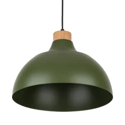 Pendellamper ^ Envostar Kaitt hængelampe, mørkegrøn, Ø 34 cm, trædetaljer