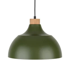 Pendellamper ^ Envostar Kaitt hængelampe, mørkegrøn, Ø 34 cm, trædetaljer