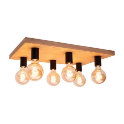 Bæredygtige Lamper ^ Envostar Lobo loftslampe 6fl. fyrretræ brun