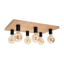 Bæredygtige Lamper ^ Envostar Lobo loftslampe 6fl. fyrretræ brun