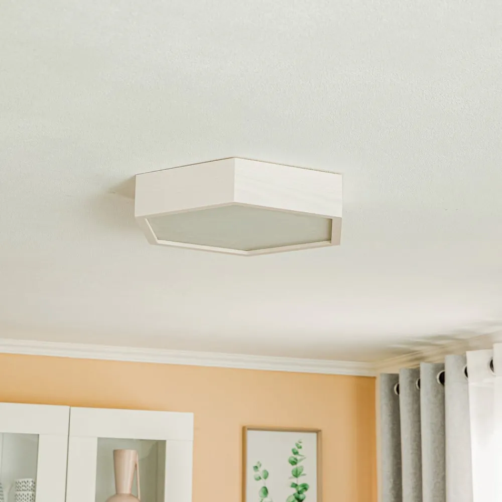 Loftlamper ^ Envostar loftlampe Hagen, hvid fyrretræ