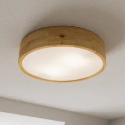 Loftlamper|Loftlamper ^ Envostar loftlampe Kerio, Ø 37 cm, naturligt egetræ