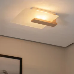 Loftlamper|Loftlamper ^ Envostar Peach Puff loftlampe med glas, træ