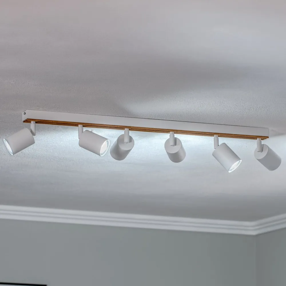 Envostar Loftlamper|Spotlights > Tino loftspot med 6 lyskilder hvid/træ