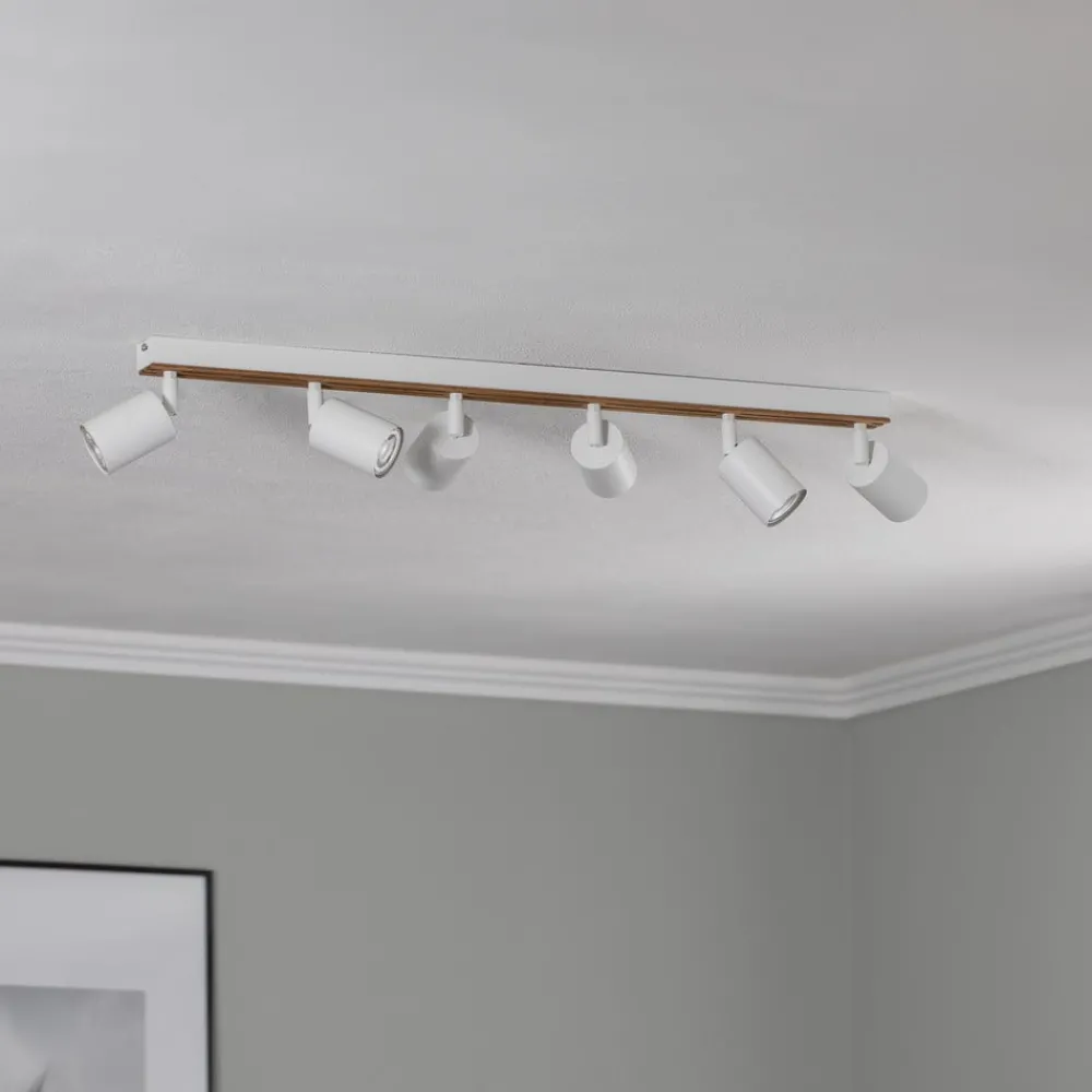 Envostar Loftlamper|Spotlights > Tino loftspot med 6 lyskilder hvid/træ