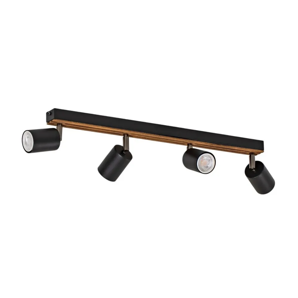 Spotlights ^ Envostar Tino loftspot med 4 lyskilder, sort/træ