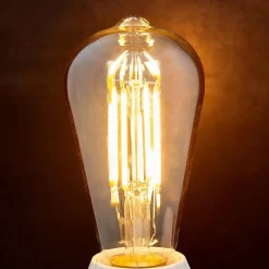 Lindby Filament Pære|Led Pærer > E27 rustik LED-pære 6 W 500lm rav 1.800 K 4 stk