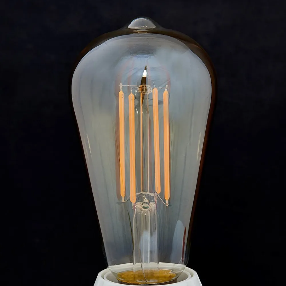Lindby Filament Pære|Led Pærer > E27 rustik LED-pære 6 W 500lm rav 1.800 K 4 stk