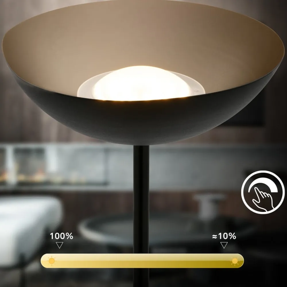 Briloner Gulvlamper > Estate LED-gulvlampe, sort, touchdæmper, USB-kabel