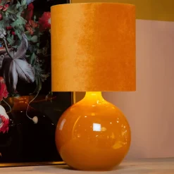 Bordlamper ^ Lucide Esterad bordlampe, okker, Ø 24 cm, højde 47 cm, glas