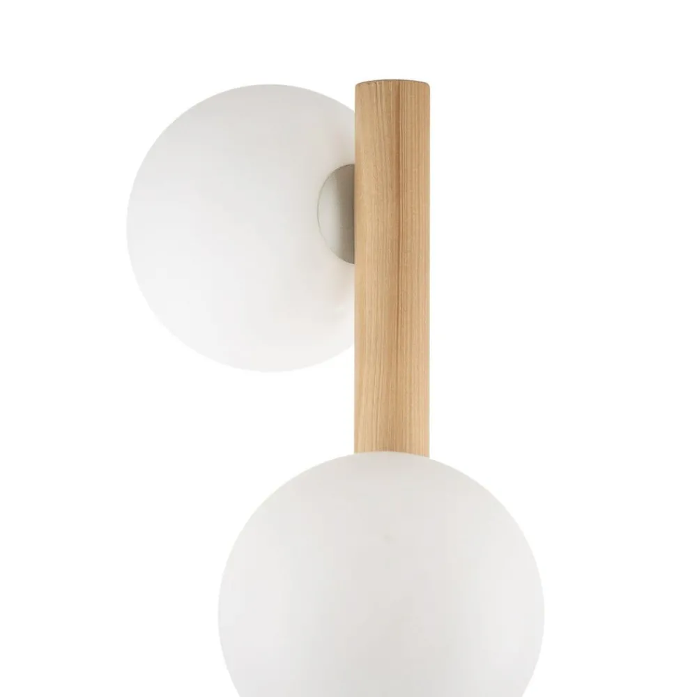 Gulvlamper|Gulvlamper ^ TK Lighting Estera gulvlampe, opalglas, træramme, 132 cm, 3 lyskilder