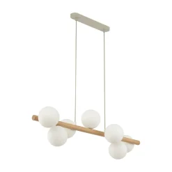 TK Lighting Pendellamper|Pendellamper > Estera hængelampe, opalglas, træ, 7 lyskilder
