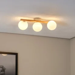 TK Lighting Loftlamper|Loftlamper > Estera loftlampe, opalglas, træ, 3 lyskilder