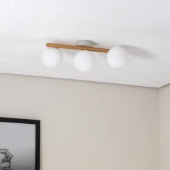 TK Lighting Loftlamper|Loftlamper > Estera loftlampe, opalglas, træ, 3 lyskilder