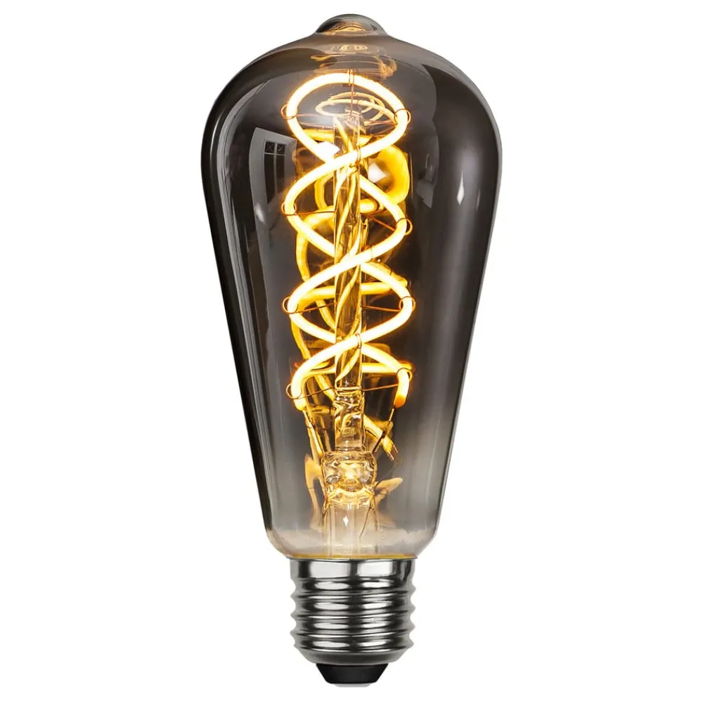 STAR TRADING Dæmpbar Led-Pære|Filament Pære > E27 ST64 2 W rustik LED-pære, filament 2.100 K røg