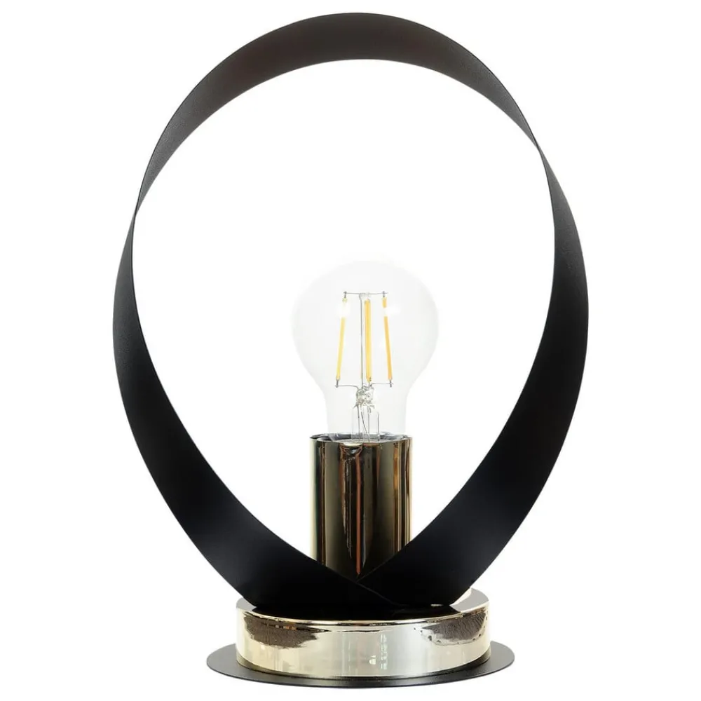 Bordlamper ^ Euluna bordlampe Petla, sort/guld, metal, Ø 19 cm