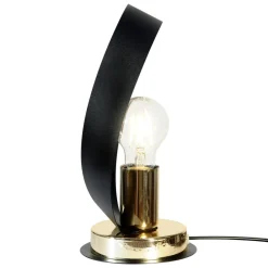 Bordlamper ^ Euluna bordlampe Petla, sort/guld, metal, Ø 19 cm