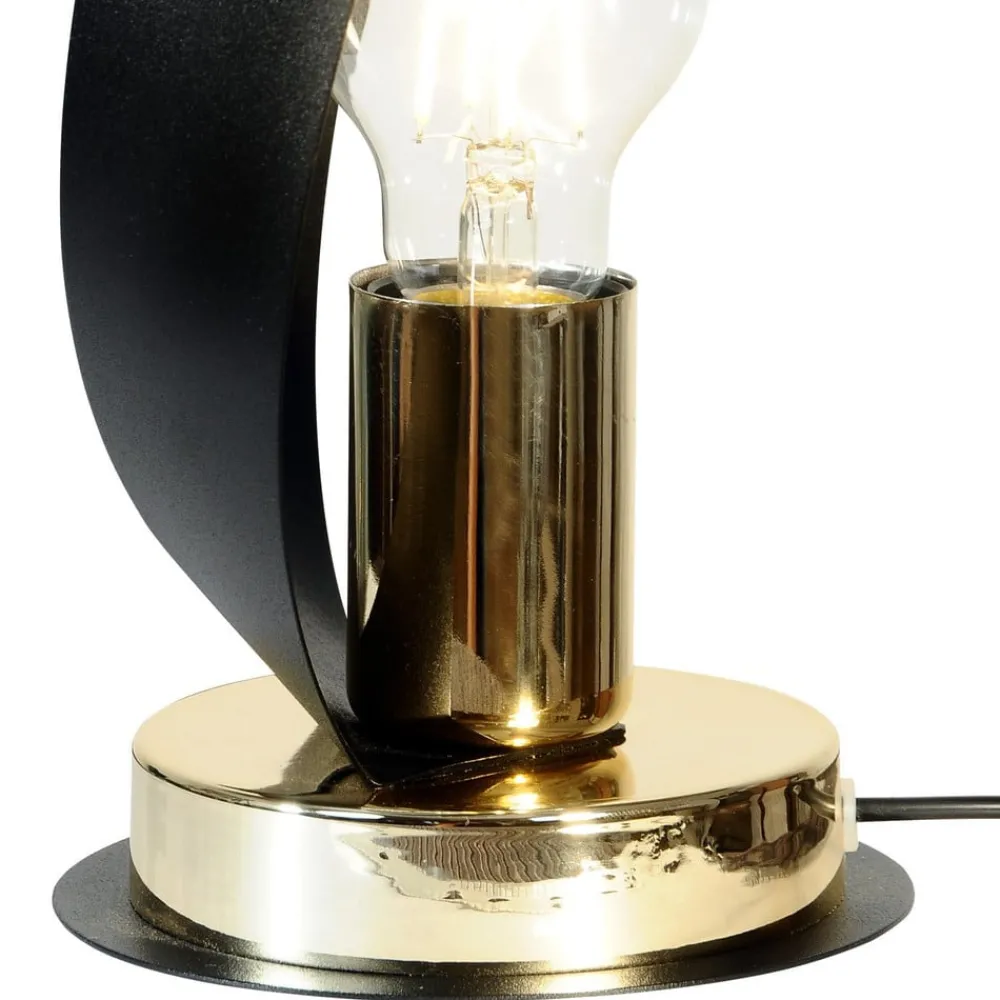 Bordlamper ^ Euluna bordlampe Petla, sort/guld, metal, Ø 19 cm