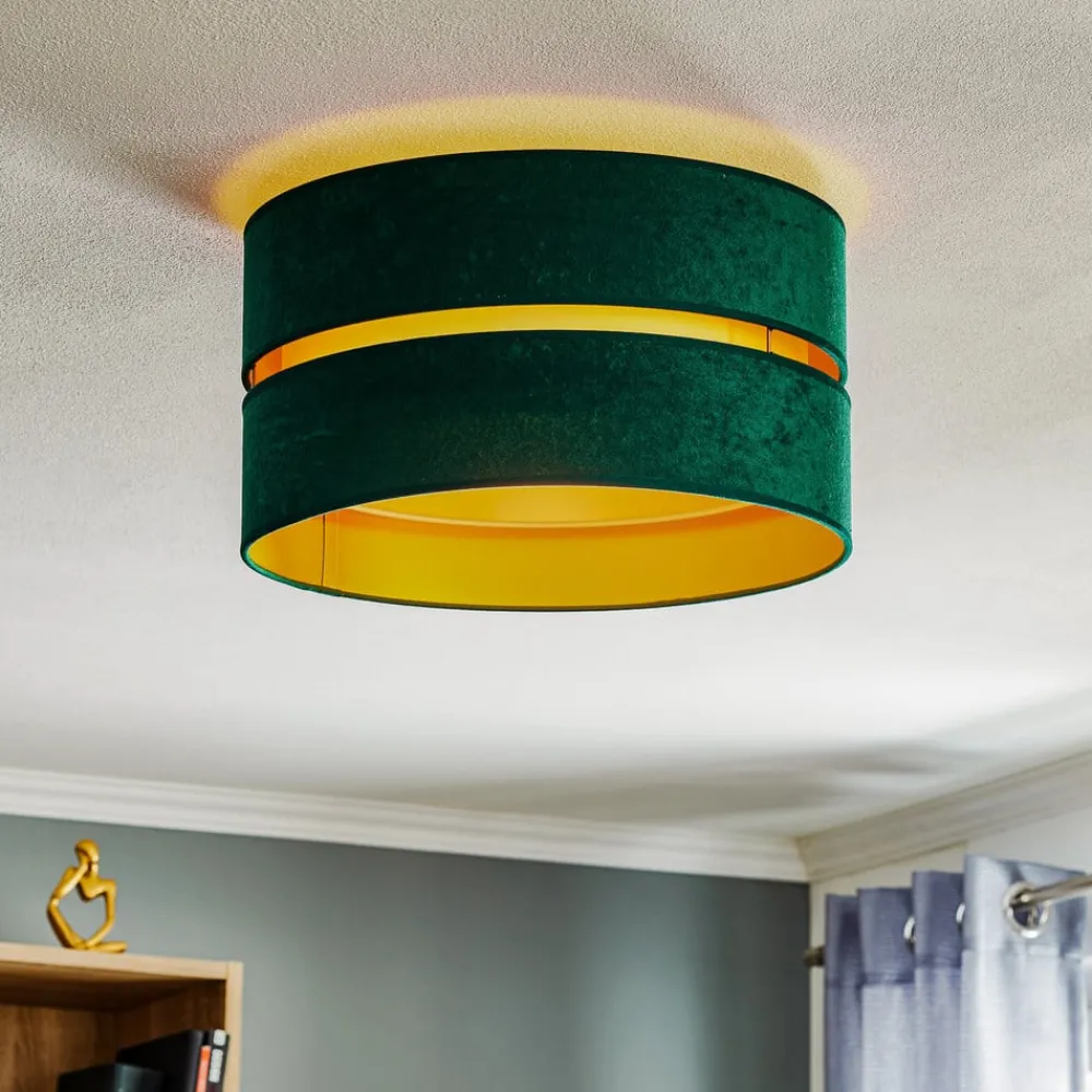 Euluna Loftlamper > Duo loftlampe tekstil grøn/guld Ø40cm