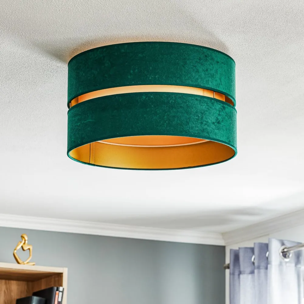 Euluna Loftlamper > Duo loftlampe tekstil grøn/guld Ø40cm